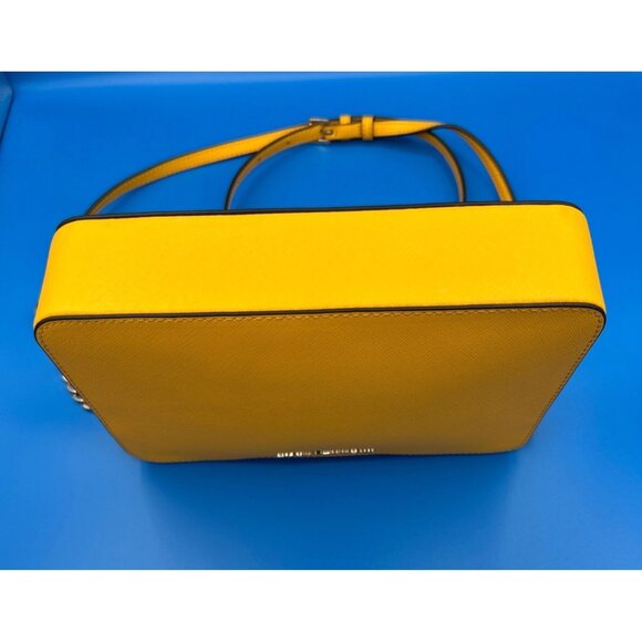 Michael Kors Yellow Saffiano Leather Crossbody Bag with Adjustable Buckle Strap - Picture 4 of 8